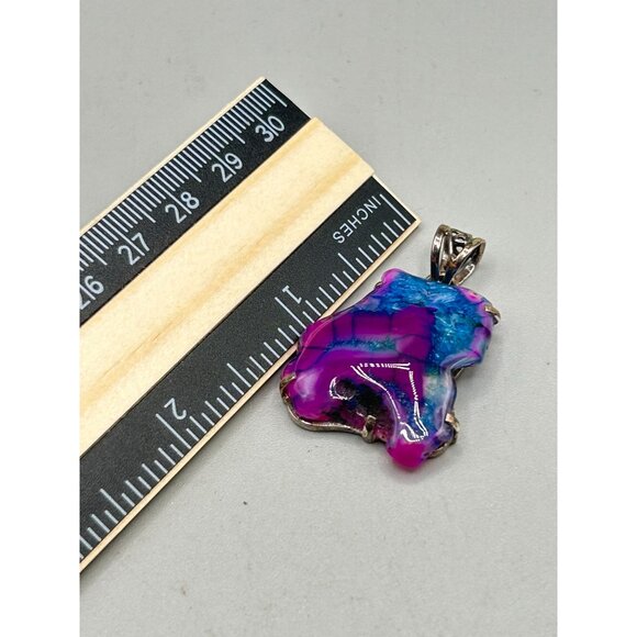 Rainbow Quartz Blue Purple Stone Pendant with Sterling Silver 925 Setting - Picture 5 of 5